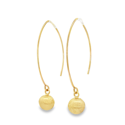 9ct Gold Brushed Minimalist Drop Earrings 8mm