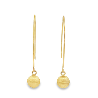 9ct Gold Brushed Minimalist Drop Earrings 8mm