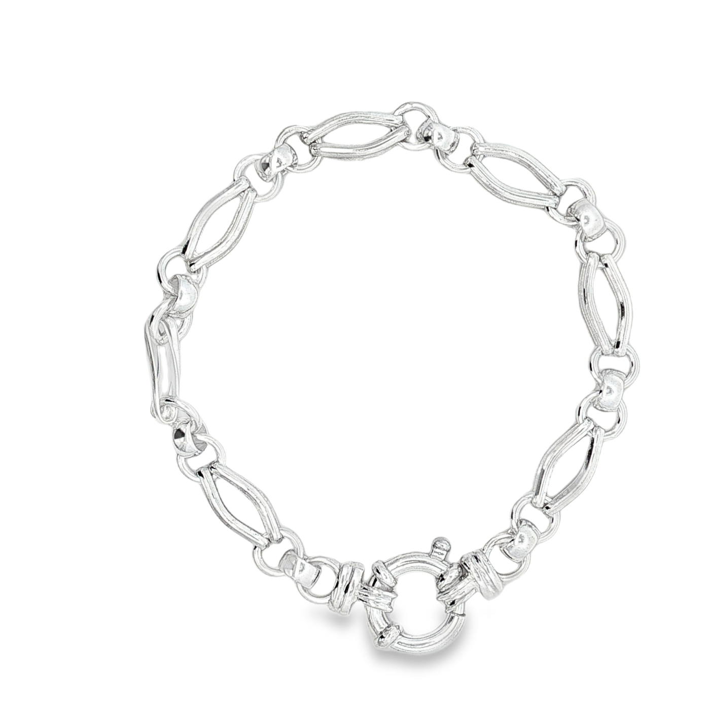 Sterling Silver Fancy Link Chain Bracelet 19cm