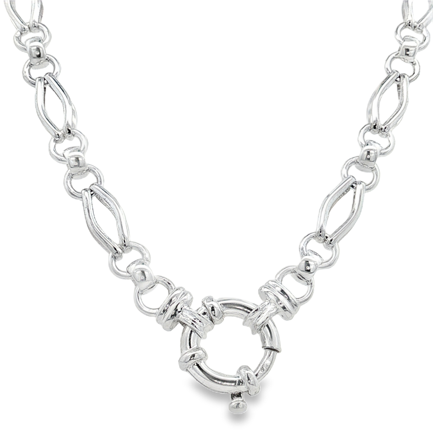 Elegant Sterling Silver Fancy Chain Necklace 70cm