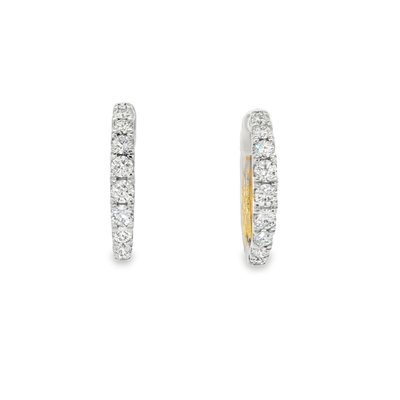 9ct Yellow  Gold Hoop Earrings with Round Cut Laboratory Grown Diamonds