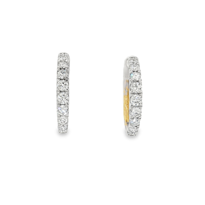9ct Yellow  Gold Hoop Earrings with Round Cut Laboratory Grown Diamonds