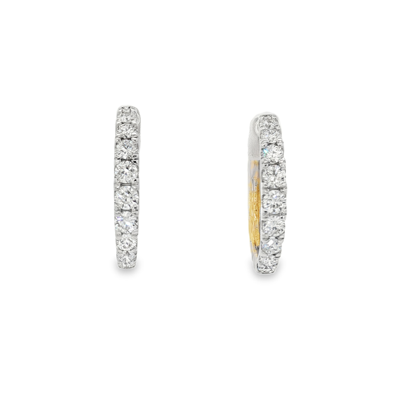 9ct Yellow  Gold Hoop Earrings with Round Cut Laboratory Grown Diamonds