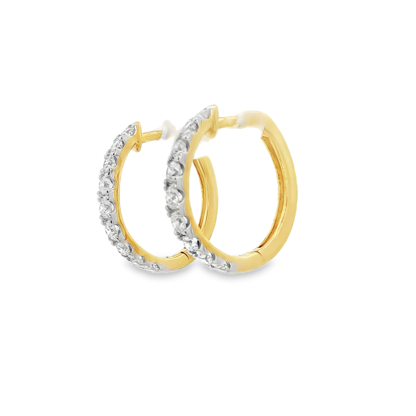 9ct Yellow  Gold Hoop Earrings with Round Cut Laboratory Grown Diamonds
