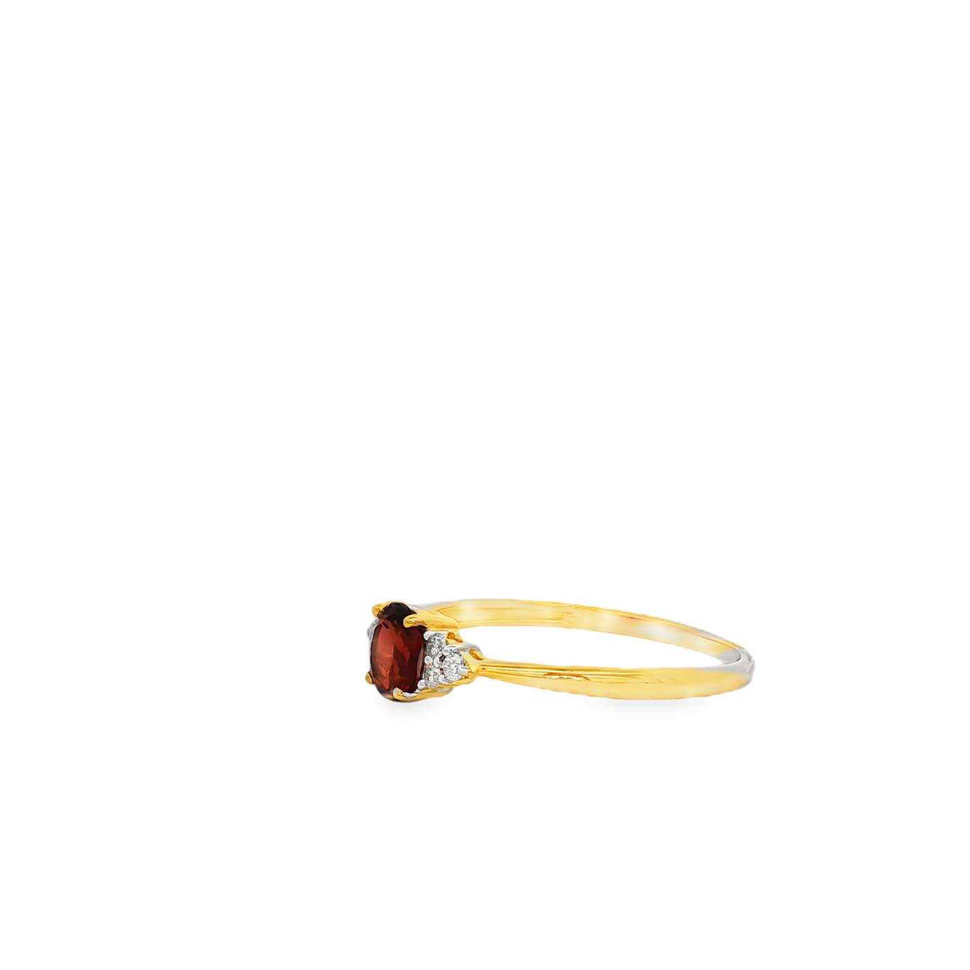 9ct Yellow Gold Natural Diamond and Oval Garnet Ring