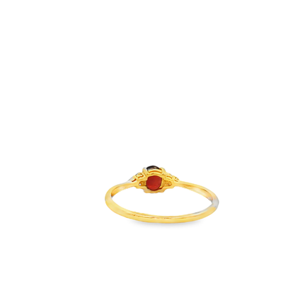 9ct Yellow Gold Natural Diamond and Oval Garnet Ring