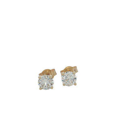 9ct Yellow Gold Round Brilliant Laboratory Grown Stud Earrings