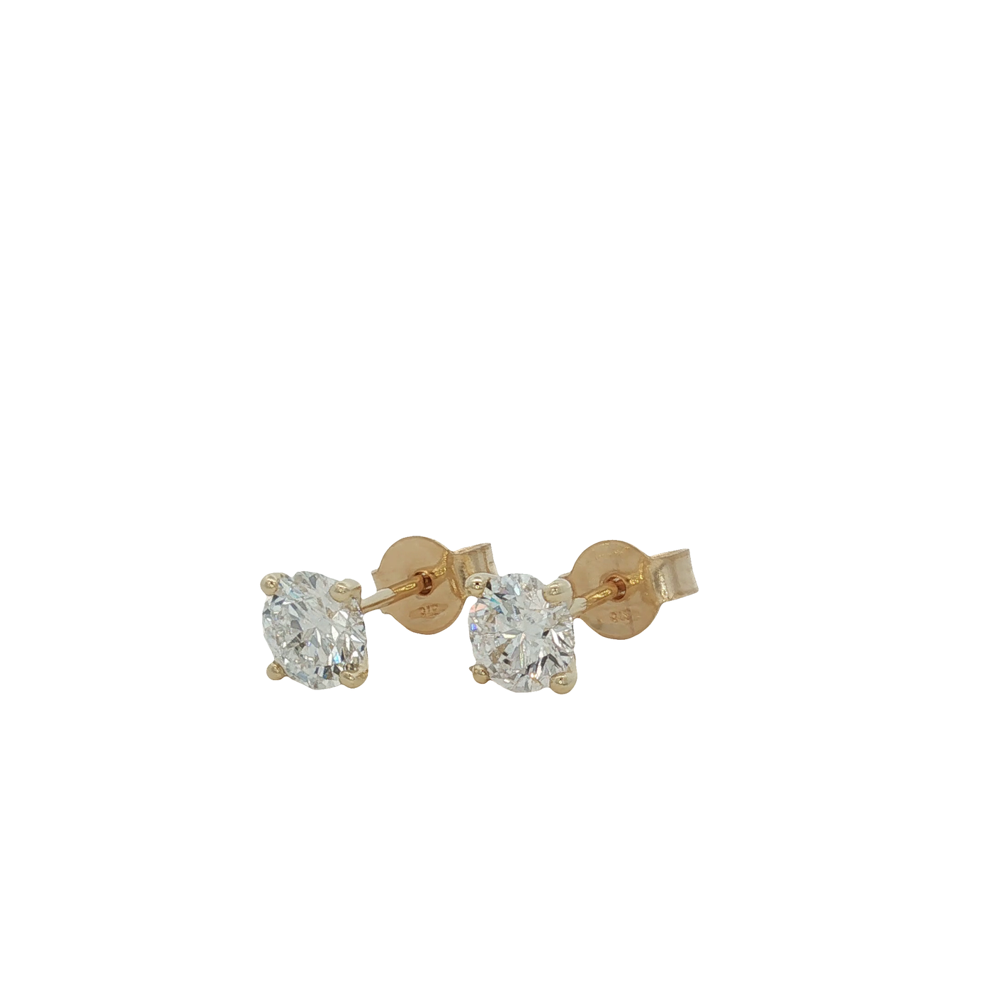 9ct Yellow Gold Round Brilliant Laboratory Grown Stud Earrings