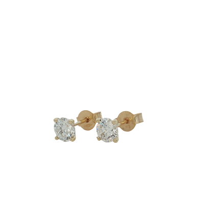 9ct Yellow Gold Round Brilliant Laboratory Grown Stud Earrings