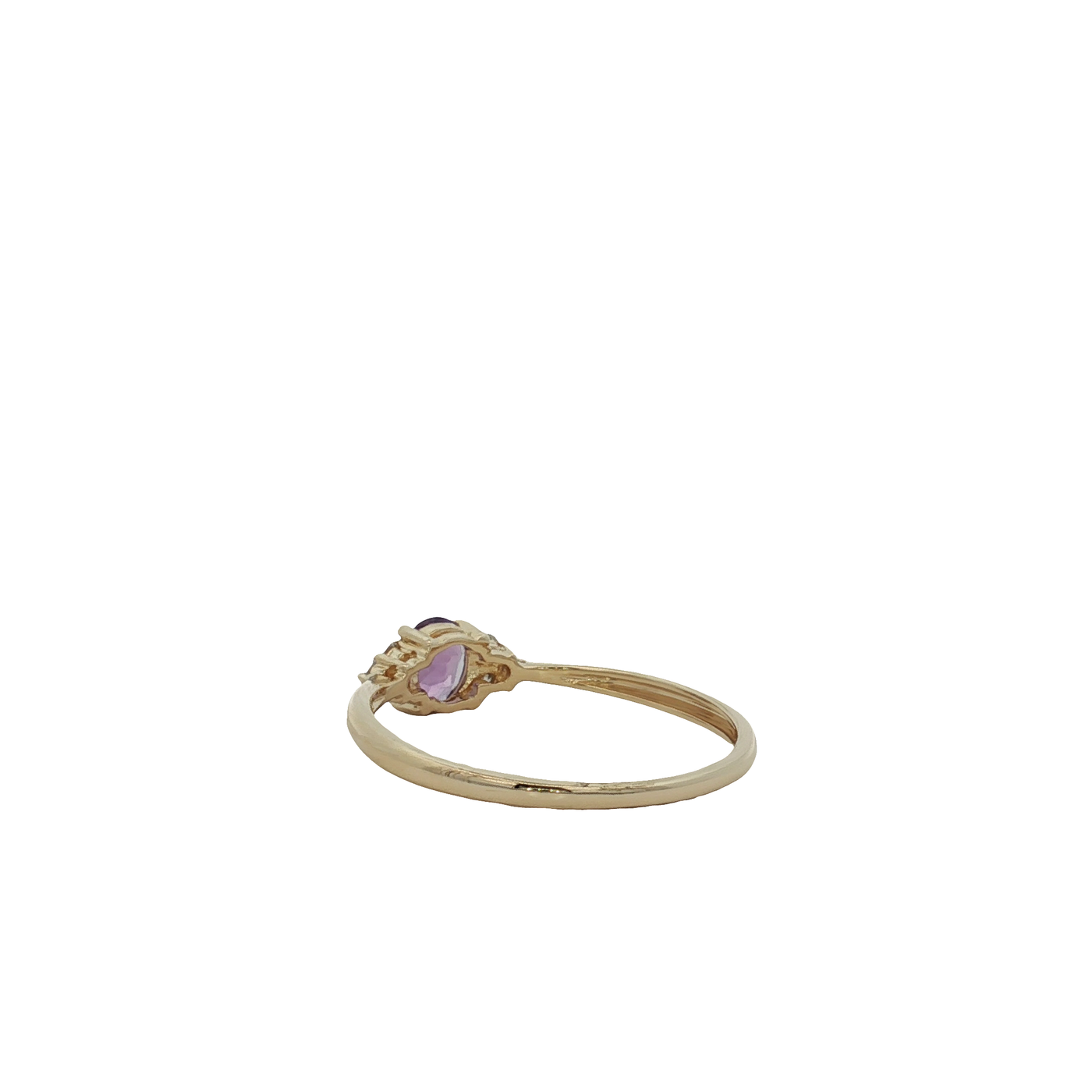 9ct Yellow Gold Oval Amethyst And Diamond Ring