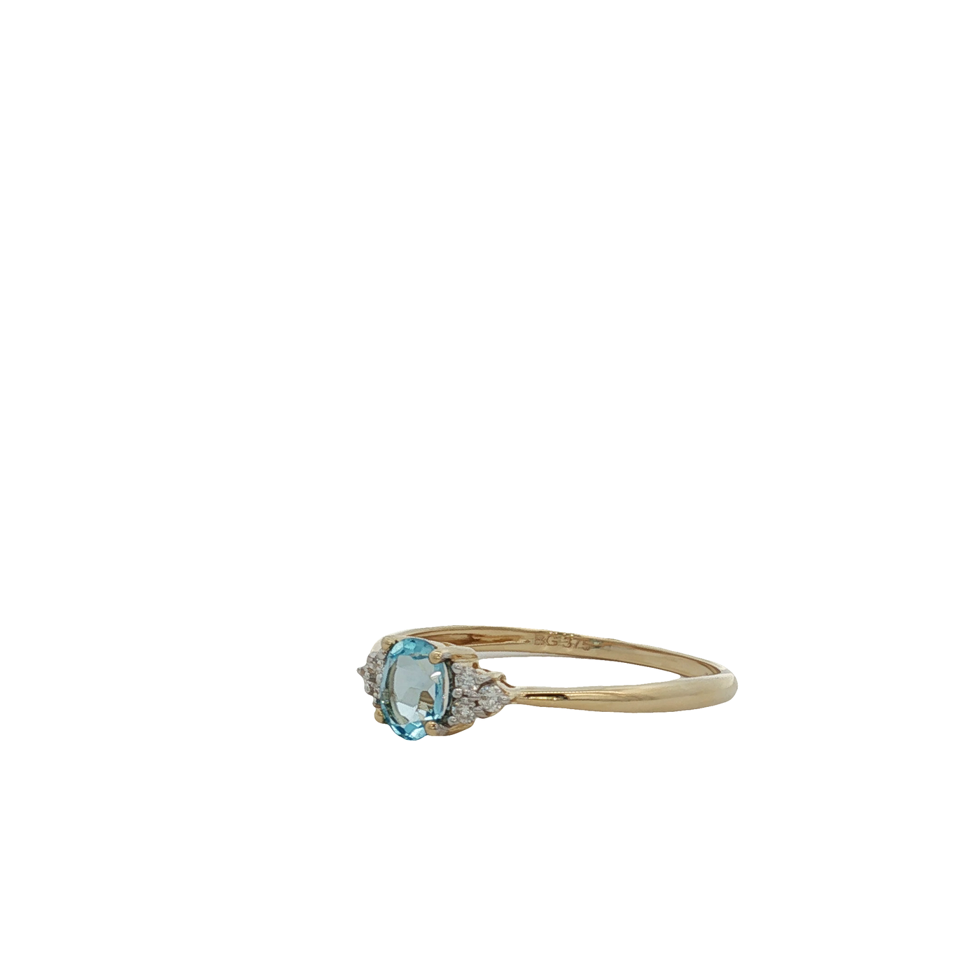 9ct Yellow Gold Oval Topaz And Diamond Ring