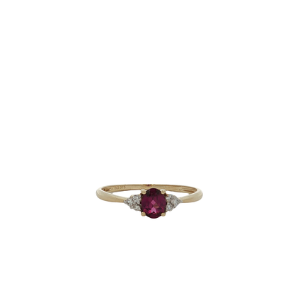 9ct Yellow Gold Rhodolite Garnet And Diamond Ring