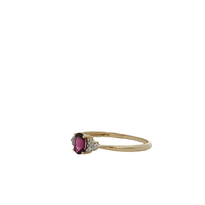 9ct Yellow Gold Rhodolite Garnet And Diamond Ring