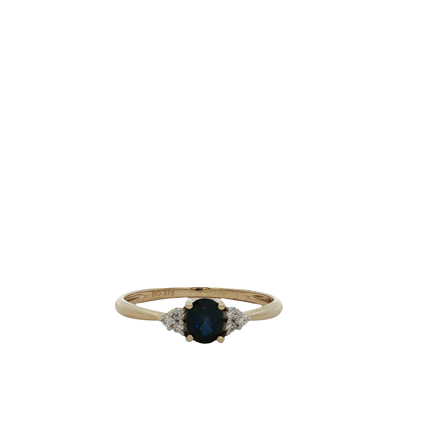9ct Yellow Gold Blue Sapphire And Diamond Ring