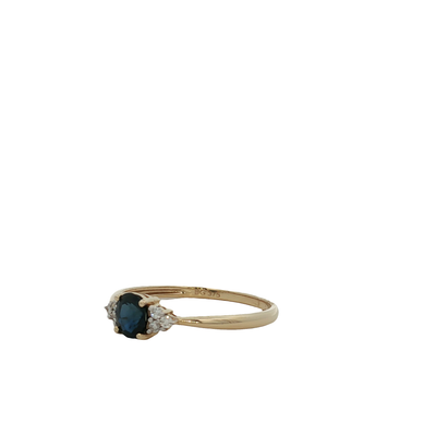 9ct Yellow Gold Blue Sapphire And Diamond Ring