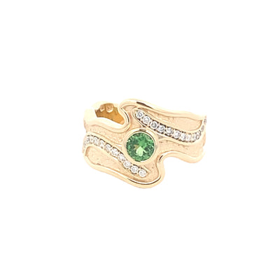 9ct Yellow Gold Blue Topaz And Diamond Ring