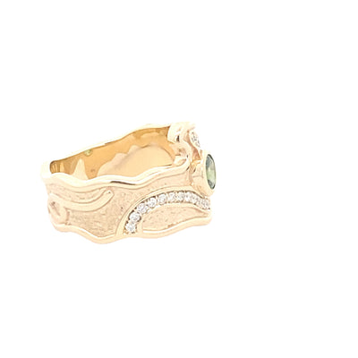 9ct Yellow Gold Blue Topaz And Diamond Ring