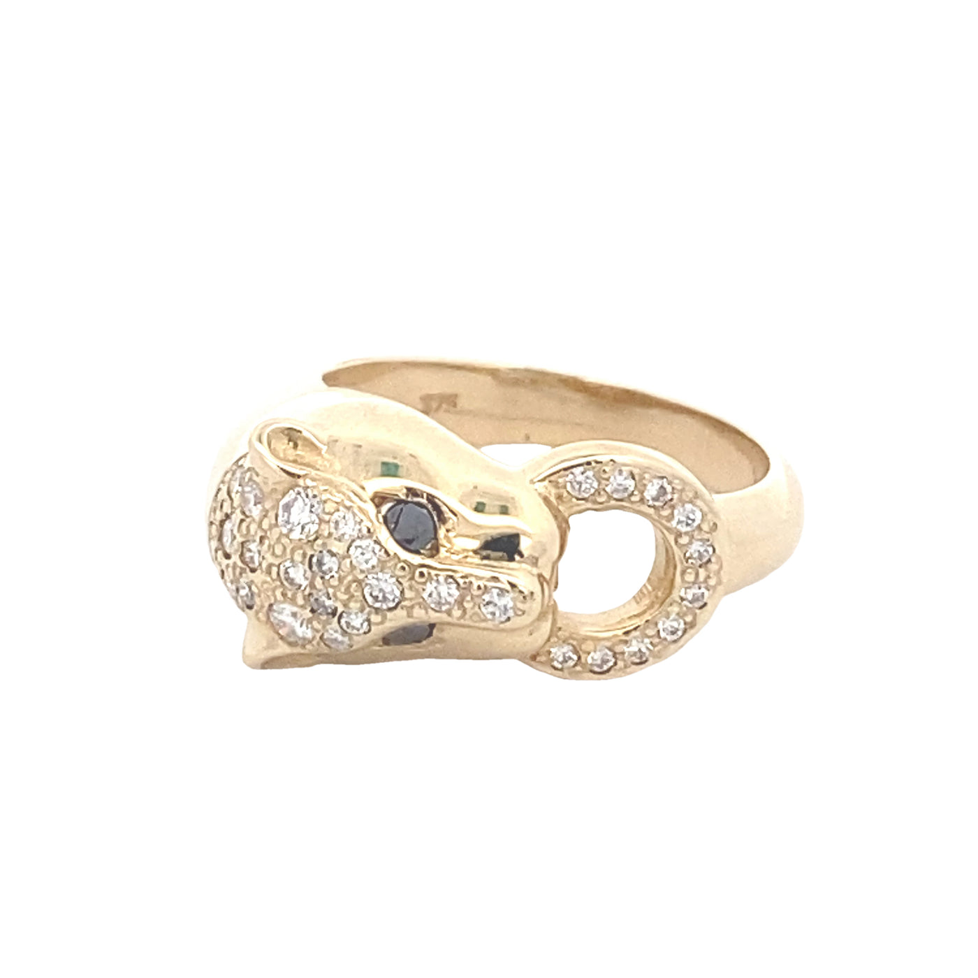 9ct Yellow Gold Diamond Leopard Ring