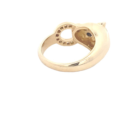 9ct Yellow Gold Diamond Leopard Ring