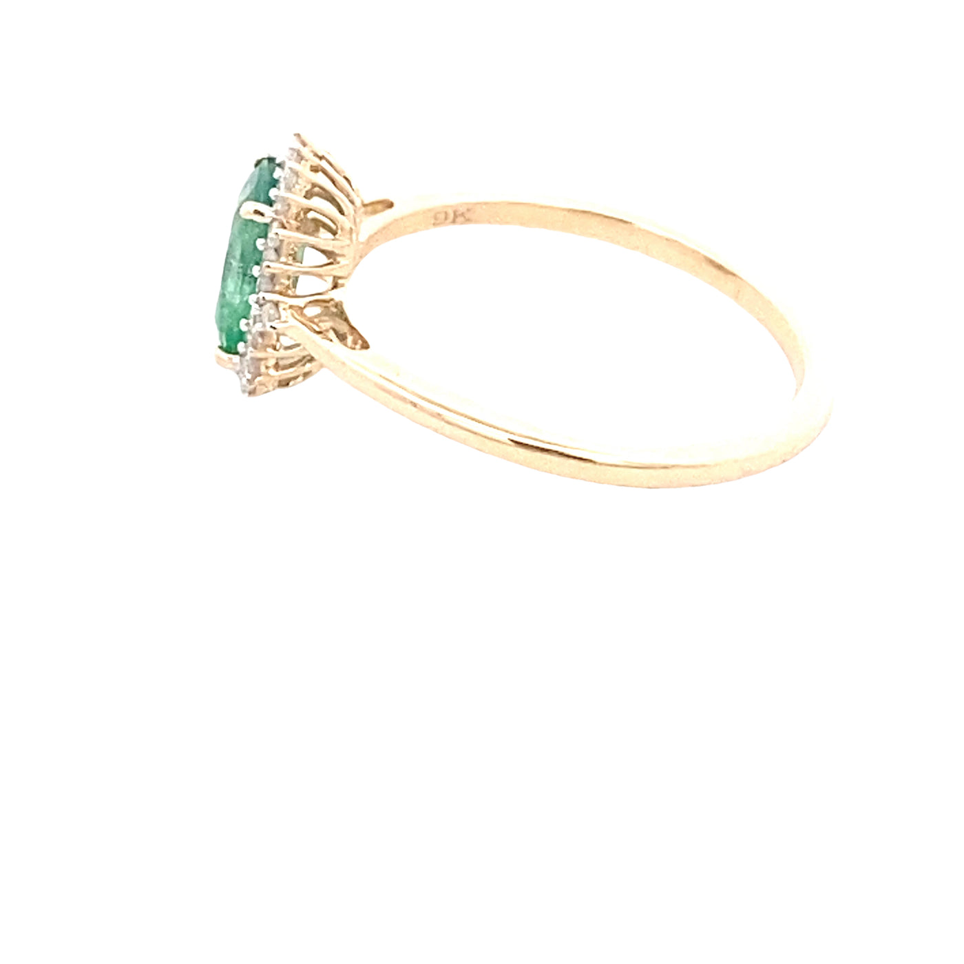 9ct Yellow Gold Natural Emerald and Diamond Ring