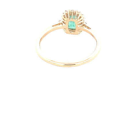 9ct Yellow Gold Natural Emerald and Diamond Ring