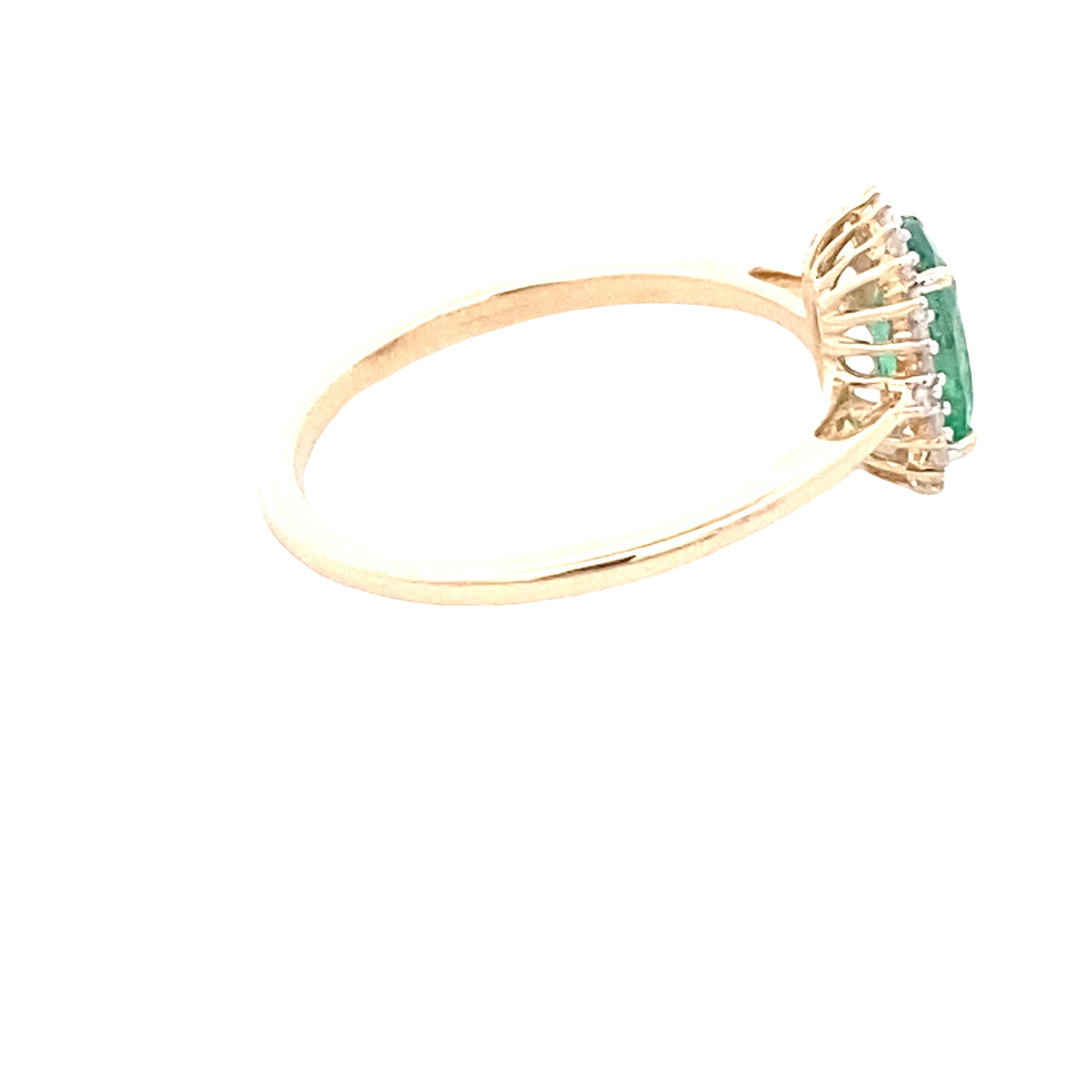 9ct Yellow Gold Natural Emerald and Diamond Ring