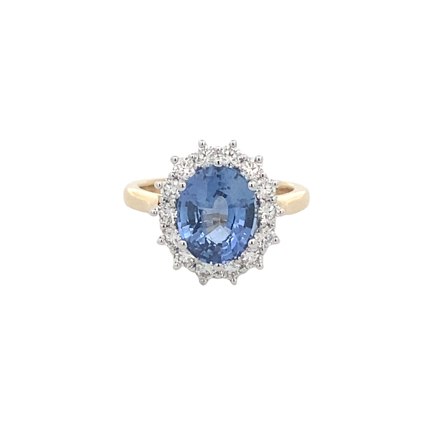 18ct Yellow Gold Ceylon Sapphire and Diamond Ring