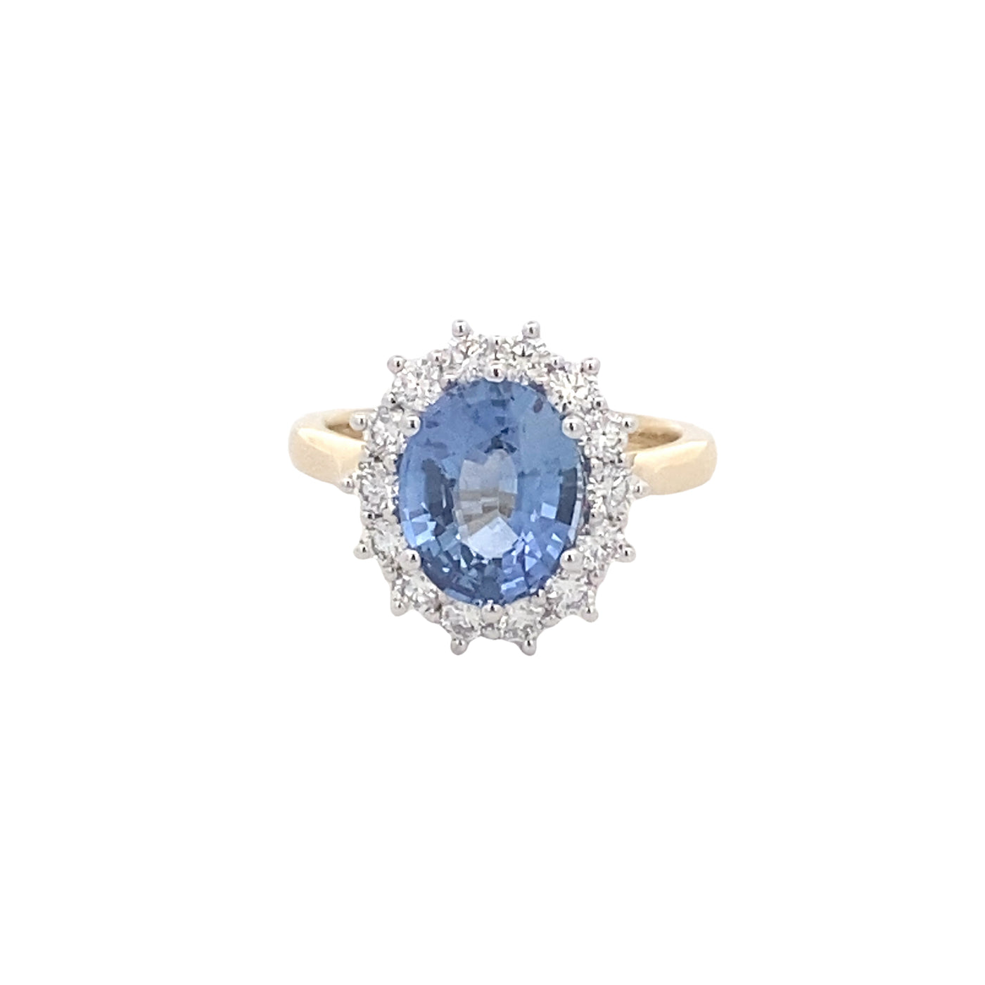 18ct Yellow Gold Ceylon Sapphire and Diamond Ring