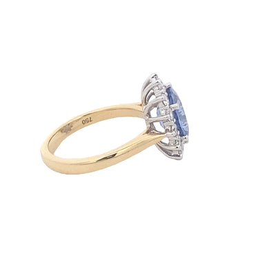 18ct Yellow Gold Ceylon Sapphire and Diamond Ring