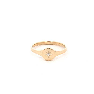 9CT Yellow Gold Diamond Signet Ring