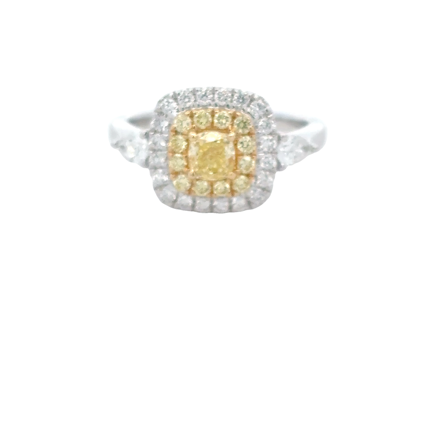 18ct White Gold, Yellow Diamond/White Diamond Ring