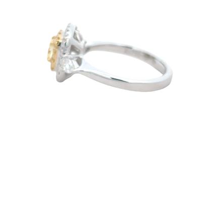 18ct White Gold, Yellow Diamond/White Diamond Ring