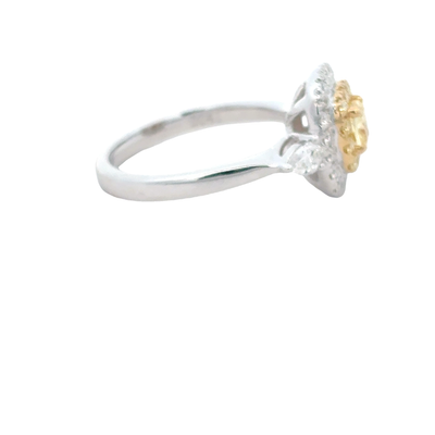 18ct White Gold, Yellow Diamond/White Diamond Ring