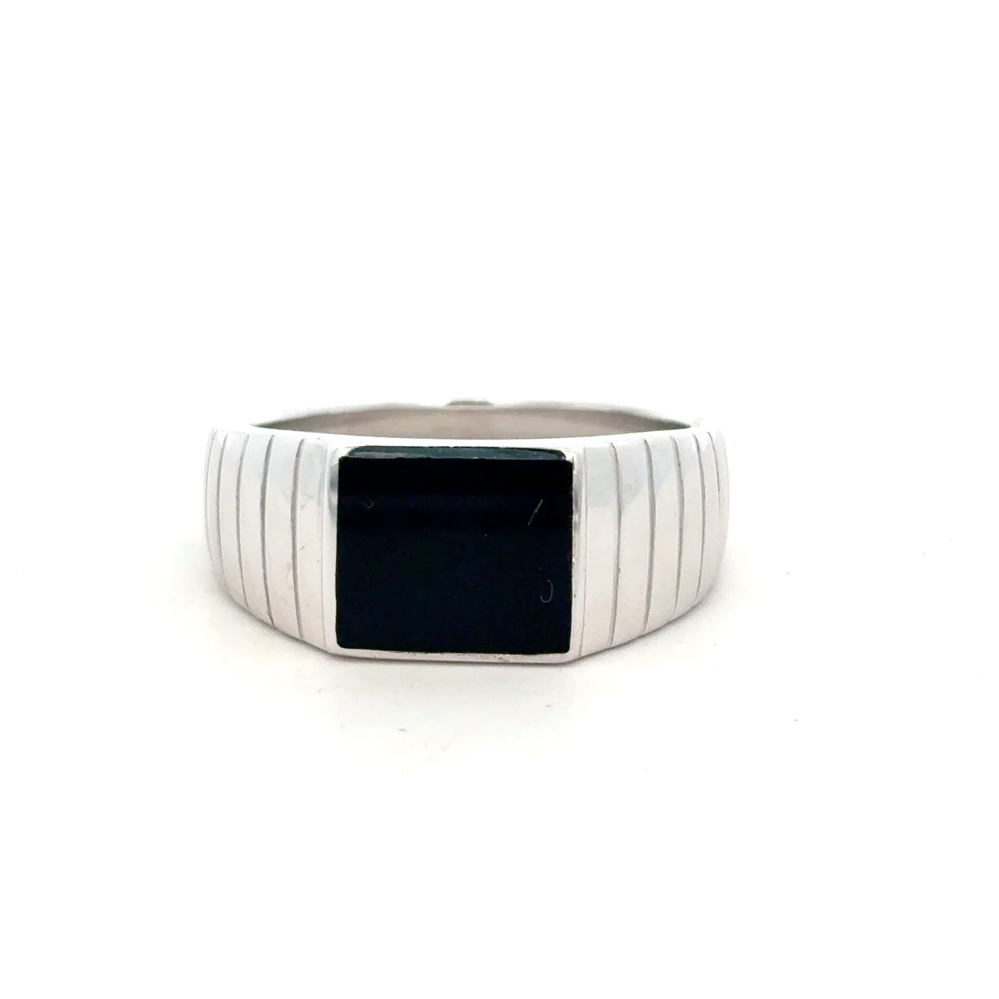 Sterling Silver and Black Onyx Gents Dress Ring