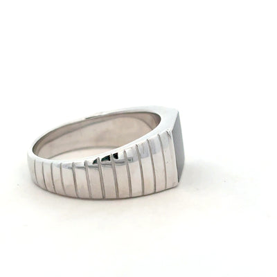 Sterling Silver and Black Onyx Gents Dress Ring