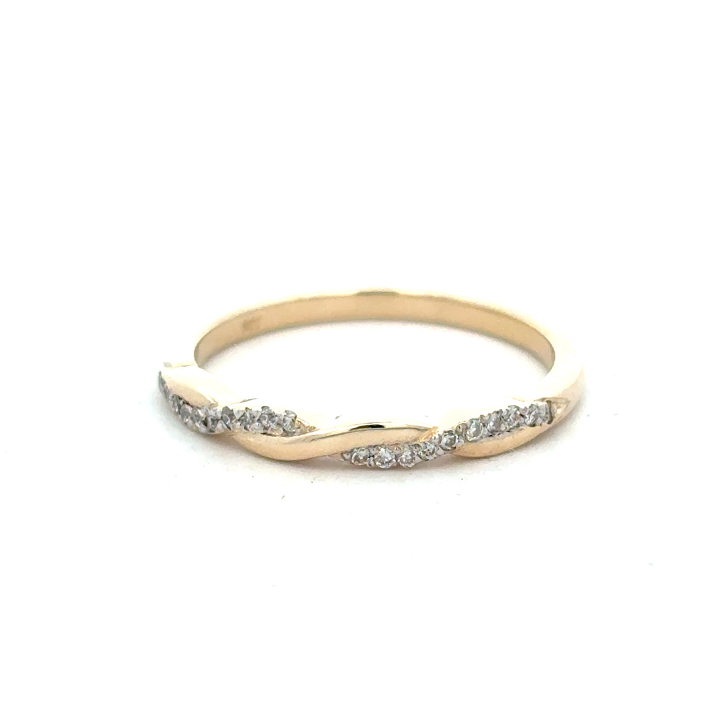 Elegant Twisted 9ct Gold And Diamond Ring