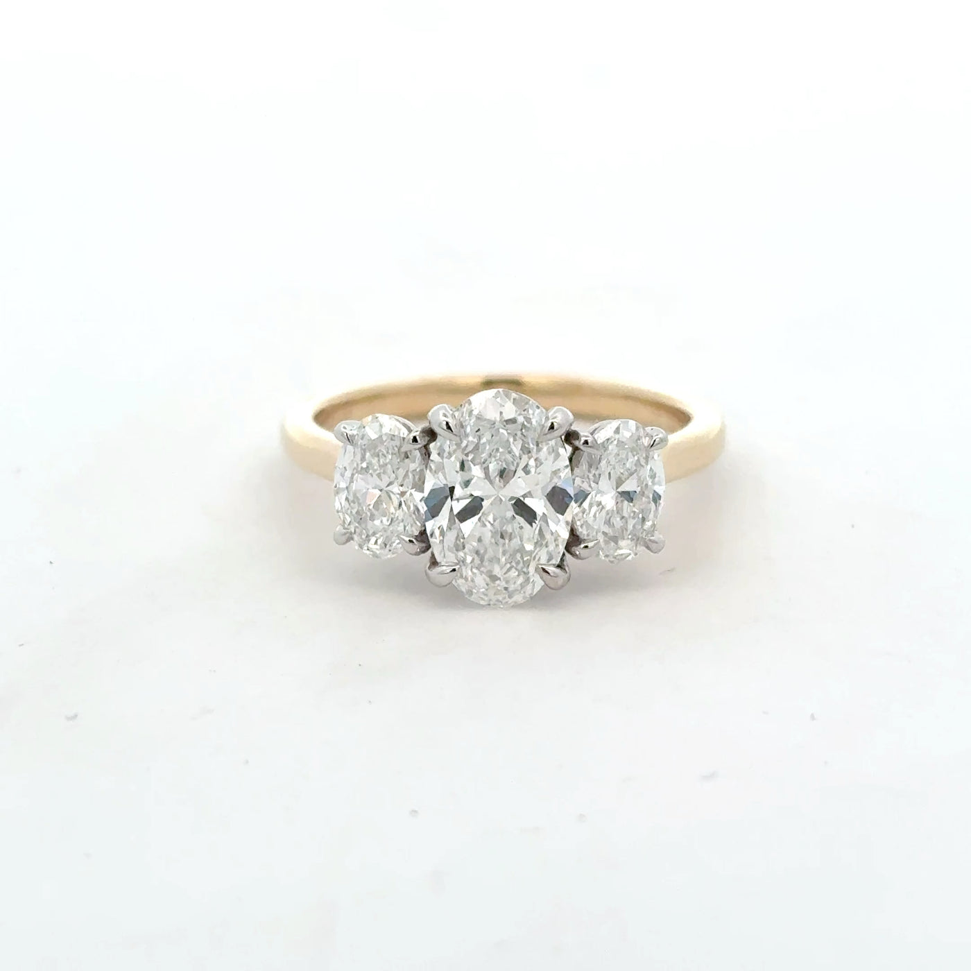 9ct Yellow Gold Oval-Cut Three Stone Laboratory Grown Diamond Ring