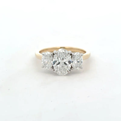 9ct Yellow Gold Oval-Cut Three Stone Laboratory Grown Diamond Ring
