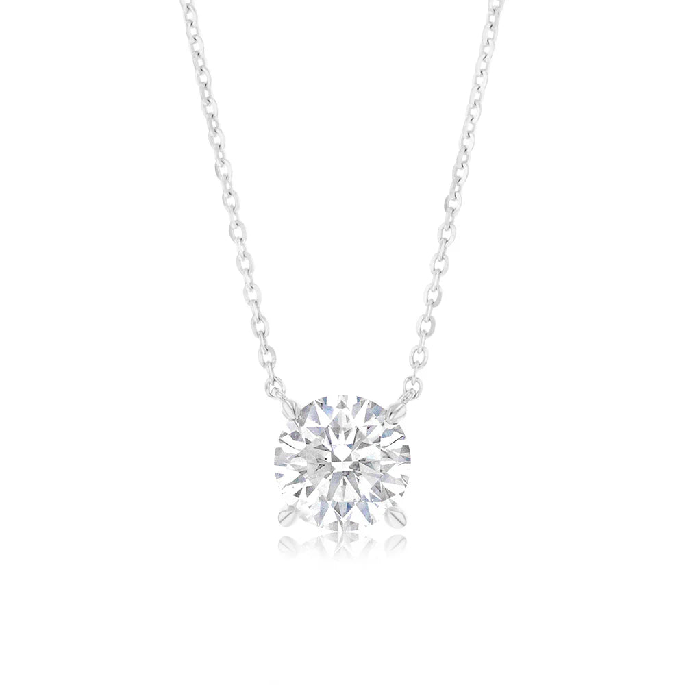 9ct White Gold Lab Grown 1ct Diamond Necklet