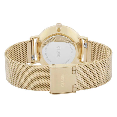 Cluse Minuit Mesh White Face Stainless Steel Watch Gold