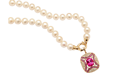 9ct Yellow Gold Topaz, Rhodolite Garnet & Diamond Pendant