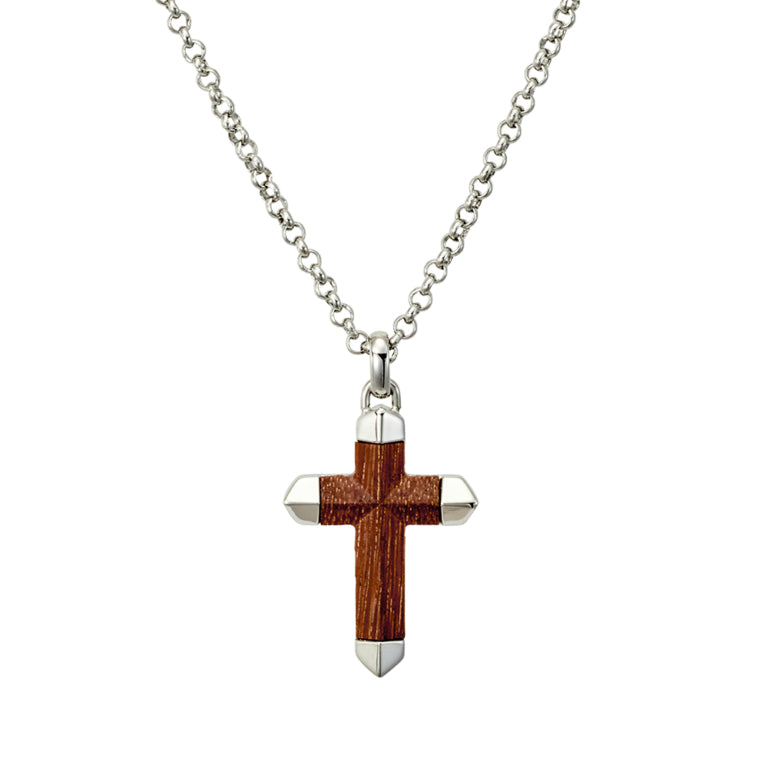 Stainless Steel Carbon Fibre Inlay Cross Necklace