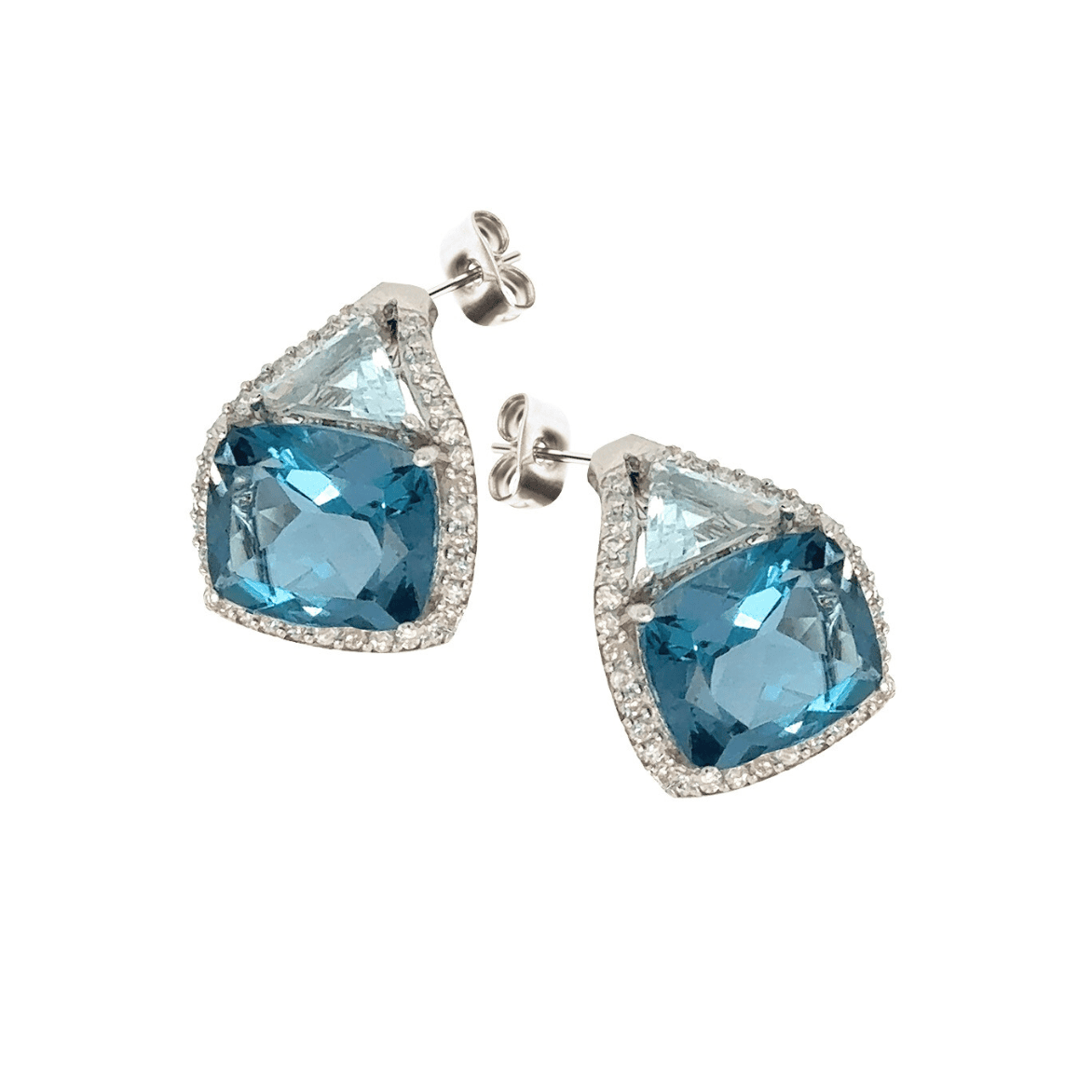 London Blue Topaz, Sky Blue Topaz& Diamond Earrings