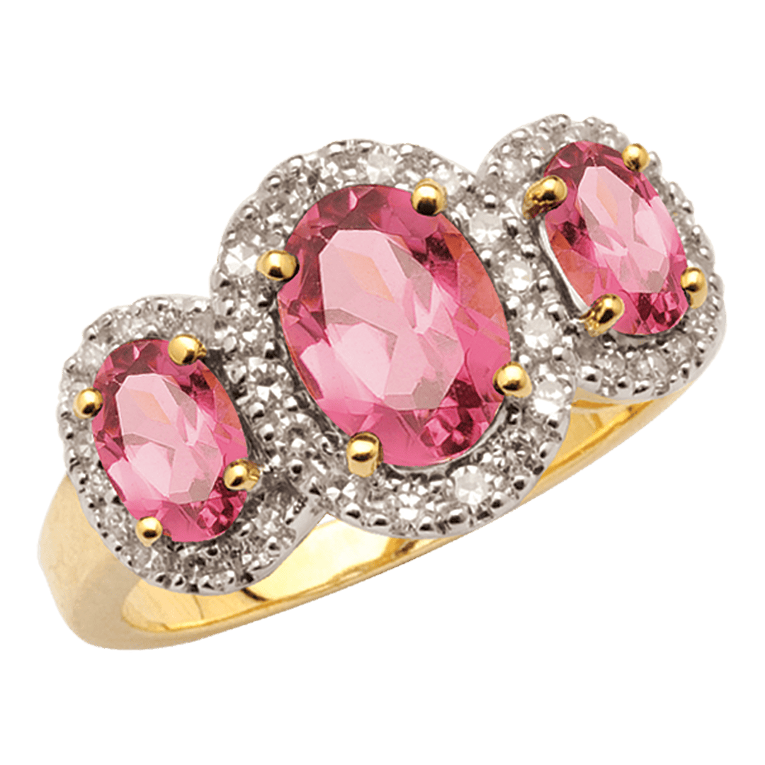 9ct Yellow Gold Tourmaline And Diamond Ring