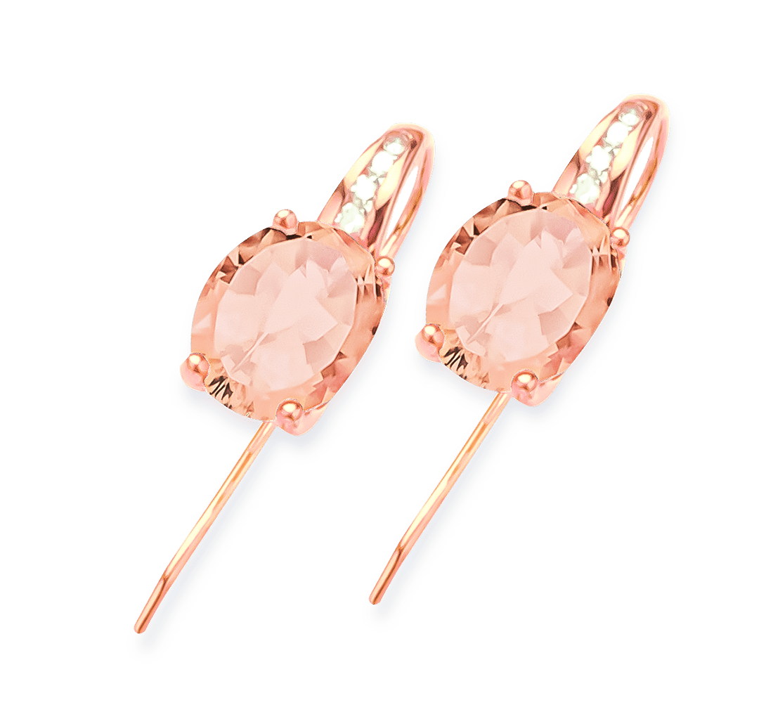 9ct Rose Gold Morganite And Diamond Hook Earrings