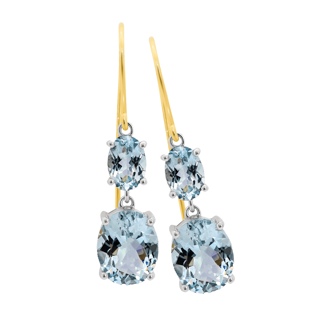 9ct Yellow Gold Aquamarine Earrings
