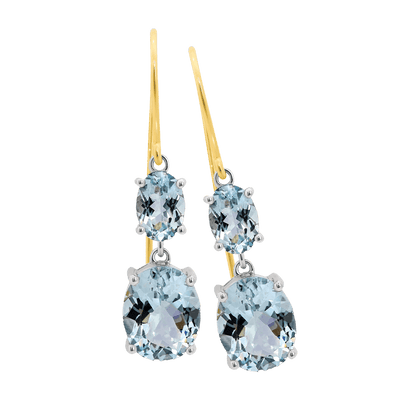 9ct Yellow Gold Aquamarine Earrings