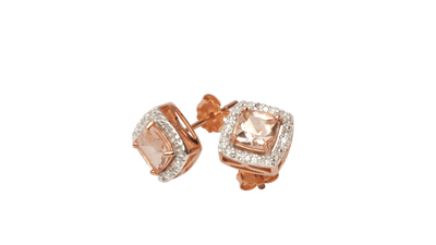 9ct Rose Gold Morganite And Diamond Earrings