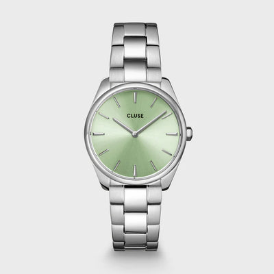 Cluse Feroce Petite Green Dial Stainless Steel Watch Silver