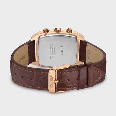 Cluse Quartaut Chrono Gents Brown Leather, Rose Gold Watch
